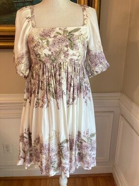 ANTONIO MELANI Heidi White Purple Floral Mini Dress NWT